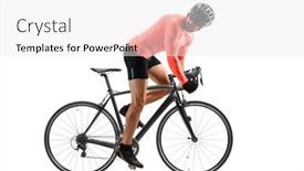  Presentation with cyclist - Presentation theme having cyclist-with-helmet-and-sunglasses background and a white colored foreground