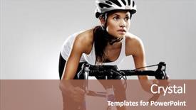  Presentation with road bike - Colorful PPT theme enhanced with cyclist woman on road racing backdrop and a tawny brown colored foreground