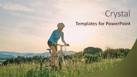  Presentation with health balance - Presentation featuring cyclist-woman-riding-bike-go background and a  colored foreground