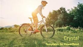  Presentation with health balance - Slide set consisting of cyclist-woman-riding-bike background and a tawny brown colored foreground