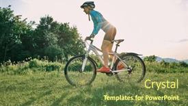  Presentation with health balance - Slide set with cyclist-woman-riding-bike background and a tawny brown colored foreground