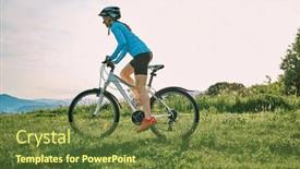  Presentation with health balance - Slide deck consisting of cyclist-woman-riding-bike background and a tawny brown colored foreground