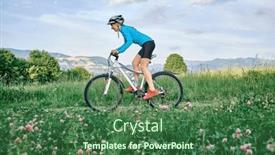  Presentation with health balance - Presentation theme enhanced with cyclist-woman-riding-bike background and a ocean colored foreground