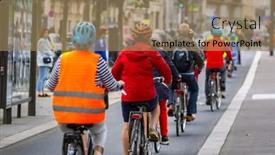  Presentation with paris france - Presentation theme enhanced with cyclists-on-the-bike-path background and a coral colored foreground