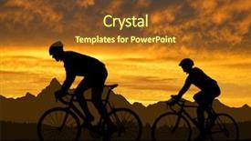  Presentation with road bike - PPT layouts having cyclists riding a road background and a tawny brown colored foreground