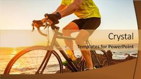  Presentation with cycle race - Beautiful slide set featuring cyclists training - bike race at sunset road backdrop and a yellow colored foreground