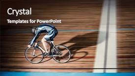  Presentation with cyclist - Slide set consisting of cyclists training - cyclist finishes on velodrome background and a wine colored foreground