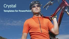  Presentation with cyclist - Cool new presentation with cyclists training - male cyclist carrying bike backdrop and a ocean colored foreground