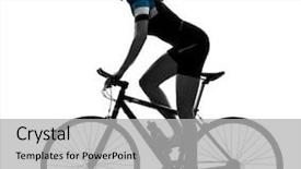  Presentation with triathlon professional cyclist man cycling - Amazing slide set having cyclists training - one caucasian cyclist woman cycling backdrop and a light gray colored foreground