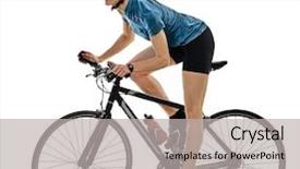  Presentation with triathlon professional cyclist man cycling - Audience pleasing slide deck consisting of cyclists training - one caucasian cyclist woman cycling backdrop and a light gray colored foreground