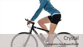  Presentation with cycling - PPT theme consisting of cyclists training - one caucasian cyclist woman cycling background and a light gray colored foreground