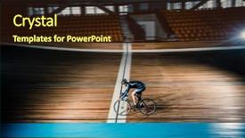  Presentation with cyclist - PPT layouts having cyclists training - young cyclist on a velodrome background and a wine colored foreground