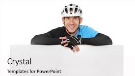  Presentation with triathlon professional cyclist man cycling - Colorful presentation theme enhanced with cyclists training - young sporty cyclist with blank backdrop and a white colored foreground