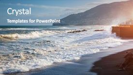  Presentation with cyclone - Amazing slide set having cyclone - amazing seascape on a sunny backdrop and a teal colored foreground