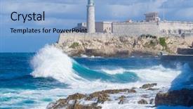  Presentation with cyclone - Slide set enhanced with cyclone - castle and lighthouse of el background and a light blue colored foreground