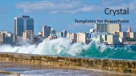  Presentation with crashing waves - Cool new PPT theme with cyclone - havana skyline with waves crashing backdrop and a light blue colored foreground