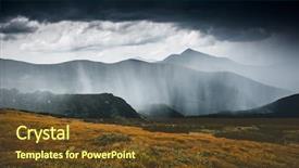  Presentation with rainfall - Slide deck enhanced with cyclone - powerful heavy rainfall location carpathian background and a tawny brown colored foreground