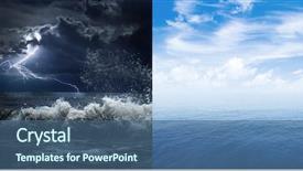  Presentation with stormy sea - Beautiful PPT theme featuring cyclone - stormy and calm sea backdrop and a ocean colored foreground