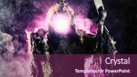  Presentation with steampunk - Audience pleasing PPT theme consisting of cyclops - post-apocalyptic futuristic character fantasy steampunk backdrop and a violet colored foreground