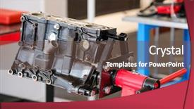  Presentation with cylinder head - Audience pleasing PPT theme consisting of cylinder head on a repair backdrop and a tawny brown colored foreground