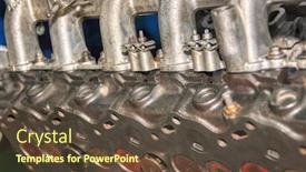  Presentation with cylinder head - Colorful PPT theme enhanced with cylinder-head-taken-out backdrop and a tawny brown colored foreground