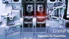  Presentation with combustion engine - Audience pleasing slide set consisting of cylinder-modern-gasoline-internal-combustion backdrop and a teal colored foreground