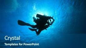  Presentation with deep sea - Cool new PPT theme with cylinders returning from a deep backdrop and a ocean colored foreground