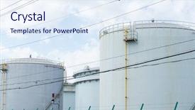  Presentation with oil industry - Slide deck featuring gas distribution industry - industrial oil tank background and a sky blue colored foreground