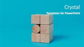  Presentation with cylindrical - PPT theme with cylindrical-building-block background and a teal colored foreground