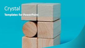  Presentation with cylindrical - PPT theme having cylindrical-toy-block background and a teal colored foreground