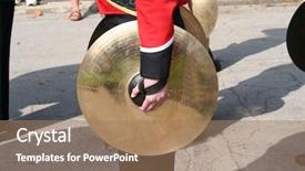  Presentation with marching band - Slide set having cymbal player in the band background and a coral colored foreground