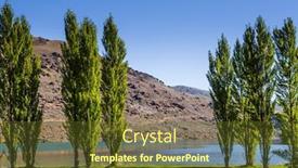  Presentation with green lake - Audience pleasing presentation theme consisting of cypress-alley-picturesque-hills backdrop and a tawny brown colored foreground