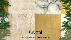  Presentation with frame - Presentation theme consisting of cypress tips frame with christmas motives background and a coral colored foreground