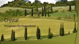  Presentation with rural road - Slide deck enhanced with cypress trees along winding rural road tuscany italy background and a gold colored foreground