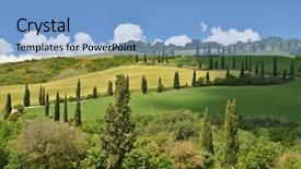  Presentation with tuscany - Colorful PPT layouts enhanced with cypress trees along winding rural road tuscany italy backdrop and a light blue colored foreground