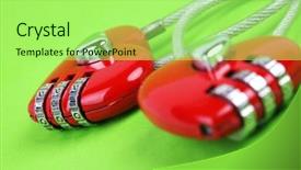  Presentation with shape heart - Slide set having cystogram - couple of heart shape lock background and a mint green colored foreground