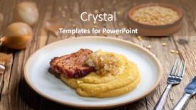  Presentation with meat - PPT theme with czech-cuisine-smoked-meat background and a tawny brown colored foreground