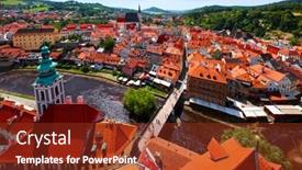  Presentation with czech republic - Colorful presentation design enhanced with czech-krumlov-in-czech-republic backdrop and a tawny brown colored foreground