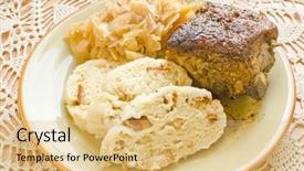  Presentation with pork rib - PPT theme consisting of czech meal - pork ribs bread background and a  colored foreground