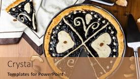  Presentation with round table - PPT theme featuring czech-regional-traditional-hand background and a coral colored foreground