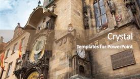  Presentation with prague astronomical clock - Slide set consisting of czech republic - tower with astronomical clock background and a coral colored foreground