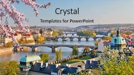  Presentation with arizona sunset view - Presentation theme with czech republic - view on vltava river background and a light blue colored foreground