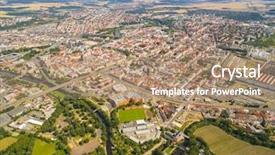  Presentation with population - PPT theme consisting of kilometer - aerial view to pilsen background and a coral colored foreground