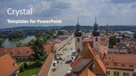  Presentation with czech republic - Amazing slide set having czech-republic-telc-town-square backdrop and a light blue colored foreground