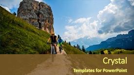  Presentation with triathlon professional cyclist man cycling - Beautiful presentation featuring d - couple cycling in cortina d'ampezzo backdrop and a tawny brown colored foreground