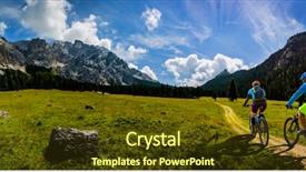  Presentation with cycling - Presentation consisting of d - mountain cycling couple with bikes background and a tawny brown colored foreground