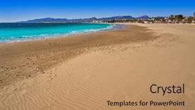  Presentation with female and beach - Presentation theme featuring d - platja prat d'en fores beach background and a coral colored foreground
