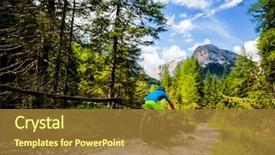  Presentation with rocky mountains - Slide deck consisting of d - tourist cycling in cortina d'ampezzo background and a  colored foreground