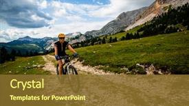  Presentation with rocky mountains - Presentation design consisting of d - tourist cycling in cortina d'ampezzo background and a  colored foreground