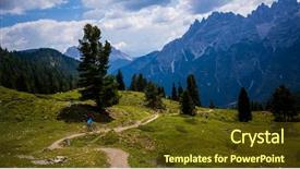  Presentation with rocky mountains - Presentation having d - tourist cycling in cortina d'ampezzo background and a  colored foreground